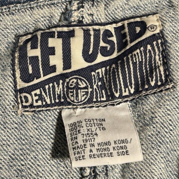 Vintage Get Used Denim Chore Jacket 90s Workwear Utility Jean Coat XXL - Picture 6 of 9